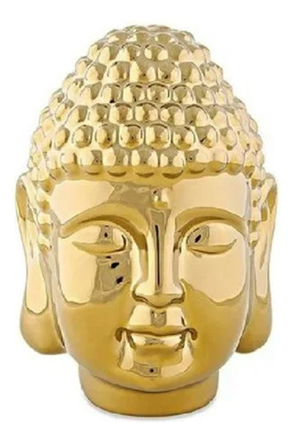 Escultura Buda Dourado Em Ceramica