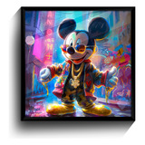 Quadro Mickey Mouse Gangster Moldura + Vidro
