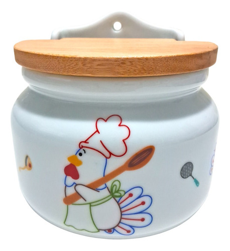 Saleiro Redondo Porcelana Parede/bancada 1kg - Chicken