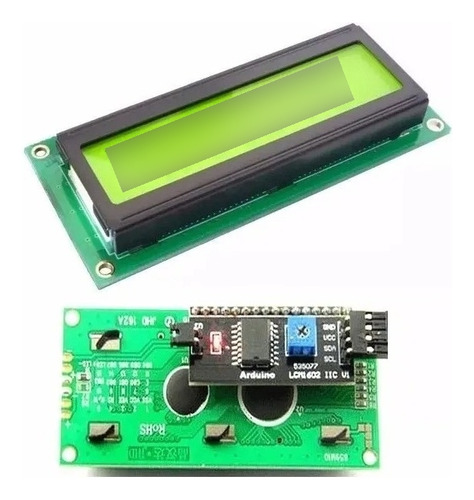 Display Lcd 16x2 1602 Back Verde Modulo I2c Pic Arduino Sold