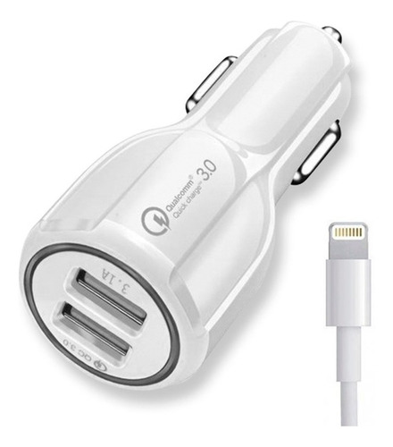 Cargador Auto Para iPhone Super Rapido 3.1 Amp + Cable Usb A