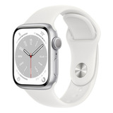 Apple Watch Serie 8 Gps 41mm M/l Caja Plata Sport Band White Color De La Caja Silver Color De La Malla White (blanco)