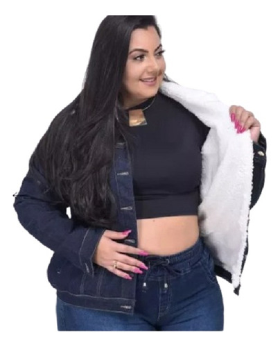 Jaqueta Jeans Plus Size Feminina Toda Forrada