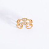 Hermoso Anillo Dorado Nice Ajustable Cristales Baño Oro 18k