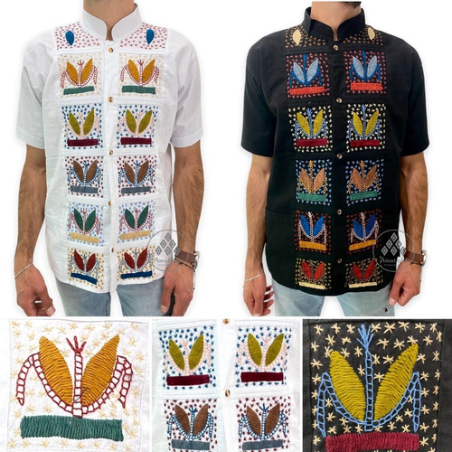 Lote De 6 Guayaberas Camisas Mexicanas Modelo Cuadros Milpa