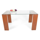 Mesa De Comedor Milan 4 Puestos Cedro Tapa Vidrio