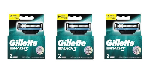 Kit Carga Lâmina De Barbear Gillette Mach3 Regular C/ 6 uni