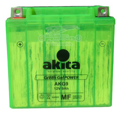 Akita Green Gel Akg9 12v9ah Apache Rtr