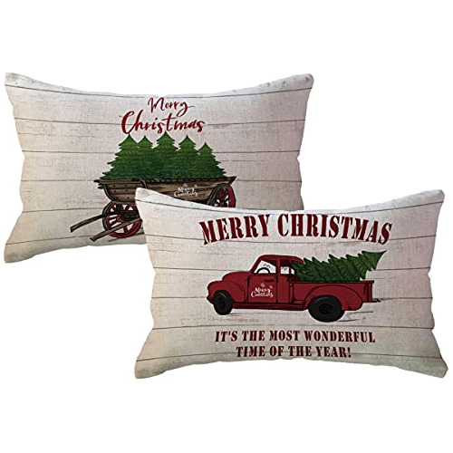 Fundas De Almohada De Navidad Patrón De Árbol De Navi...