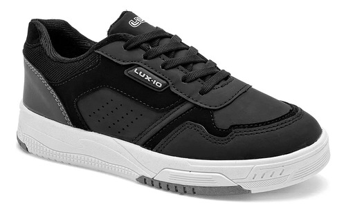 Lux-10 Tenis Urbanos Para Niño Negro Gris Cod 132425-e