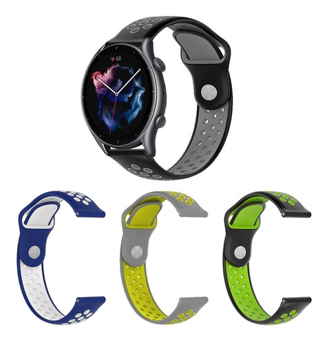 3 Pulseiras 22mm Compatíveis C/ Amazfit Gtr3 Pro Ou Gtr 3