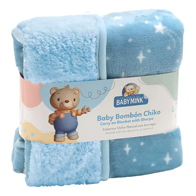 Cobertor Con Borrega Para Bebé Baby Mink Bm187 Extra Suave Color Azul Universo | MercadoLibre