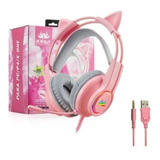 Headset Fone Gamer Com Microfone E Led P3/p2 - Kp-ga04 Rosa