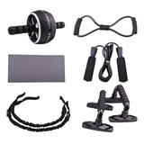 Kit Rodillo Abdominal Barras Push-up Cuerda Ejercitador