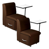 Kit Com 2 Cadeiras Para Manicure Cirandinha Marrom Factor