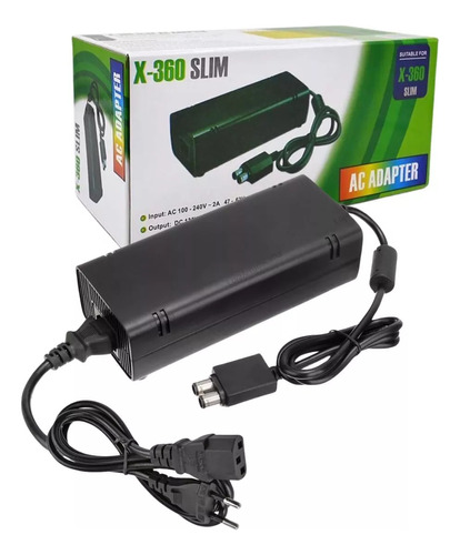 Fonte Para Xbox 360 Slim 2 Pinos Bivolt Barata Com Cabo