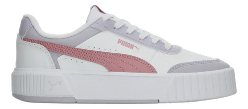 Tenis Dama Puma Carina Mia Blanco Morado Casual Deportivo Diario Cintas Ajustables Cómodo Para Mujer