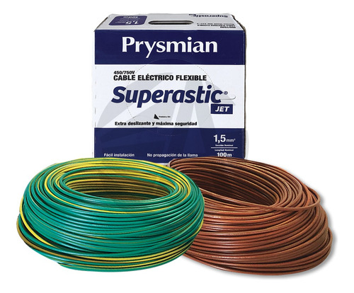 Cable Unipolar Prysmian 1.5mm X2 Pack V/a + Marron X100mt Ea