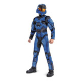 Disfraz De Halo Spartan, Mono Y Máscara Oficial De Halo Blue