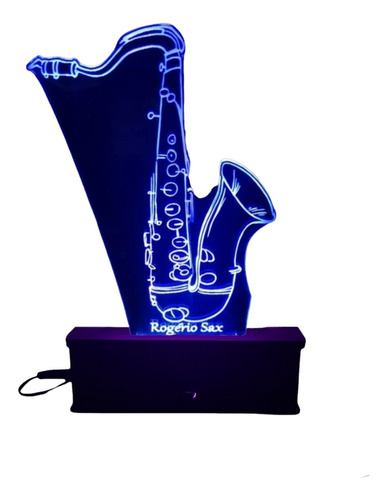 Saxofone, Instrumento Musical, Luminária Led 3d, 16 Cores