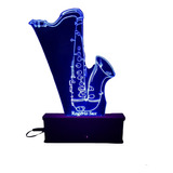 Saxofone, Instrumento Musical, Luminária Led 3d, 16 Cores