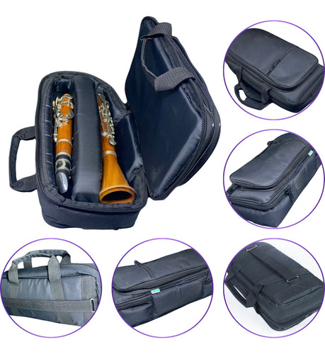 Capa Bag Clarinete Acolchoada Proteção Bolso Hinario Ccb Nfe