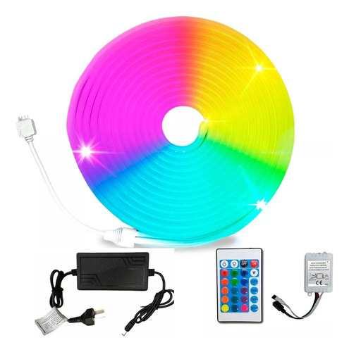 Tira Neon Led Rgb 12v Control Multicolor 5 Metros Flexible