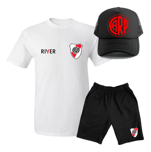Remera - Bermuda - Gorra - Combo River Plate - Unisex Futbol
