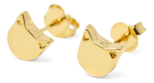 Aretes De Gato Gatito En Chapa De Oro De 22k