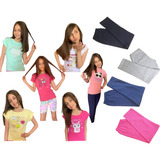 Kit 8 Peças De Roupa Menina Blusa+short+leg Tam 10 Ao 14 Top