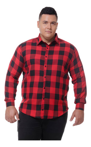 Camisa Xadrez Plus Size Masculina Manga Longa Flanelada