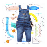 Roupa Infantil Macacão Jardineira Jeans Premium Bebê Menino