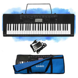 Kit Teclado Casio Ctk3500 Musical 5/8 Preto Com Capa Azul