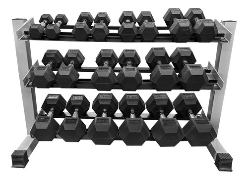 Rack Con 10 Pares De Mancuernas Hexagonales 5-50 Lbs Gym