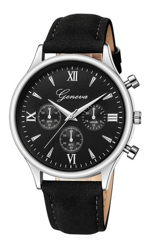 Reloj Caballero Geneva Piel Vinil Moda Hombre  Elegante B246
