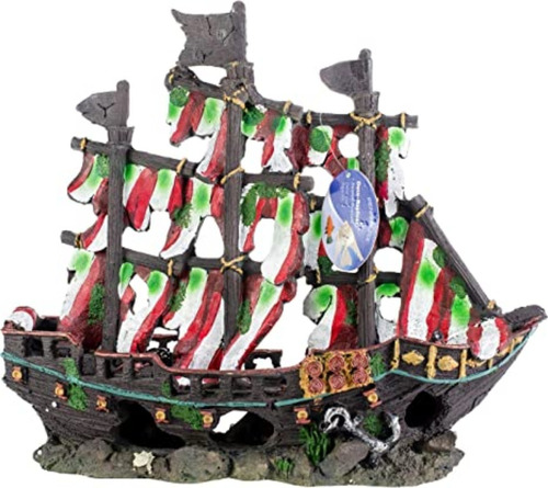 Penn Plax Adorno Naufragio Barco Pirata Resina 36x31x13cm Po