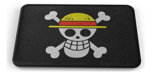 Tapete One Piece Calavera Fondo Negro Baño Lavable 40x60cm