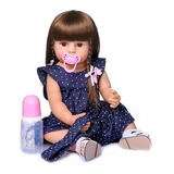 Bebê Reborn Boneca Silicone Menina Cabelos Longos 55cm