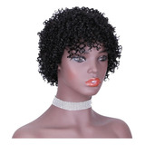 Peruca De Cabelo Humano Curto Tipo Preto Cacho Áfro + Touca1