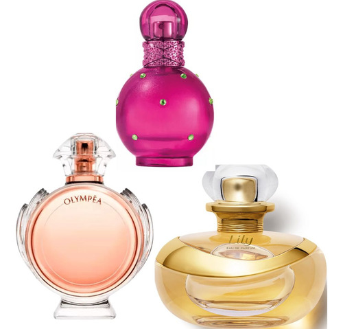 Kit 3 Perfumes Femininos Espetaculares - Lily, Olympèa E Fantasy 100ml 
