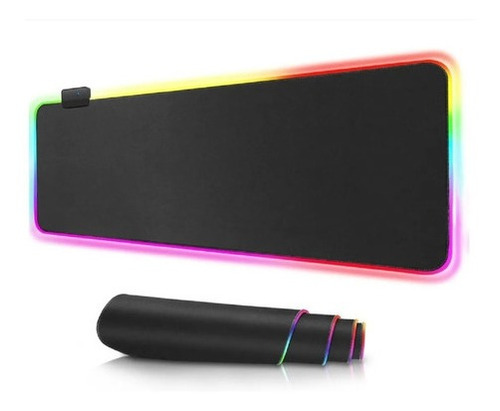 Mousepad Gamer Negro Rgb Xxl 90x40cm Antideslizante