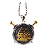 Dije Valknut Escudo Acero Inoxidable Con Cadena D697