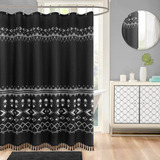 Juego De Cortinas De Ducha Boho Con Ganchos, Cortinas De Duc