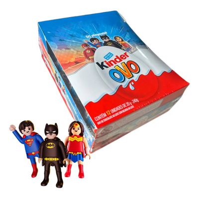 Kinder Ovo Personagens Dc Playmobil 240g Caixa 12 Unidades | Frete grátis