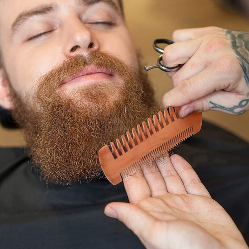 6 Peines De Barba De Madera De Sándalo Natural Con Peine De