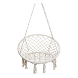 Silla Hamaca Macramé Circular Para Interior Y Exterior Beige