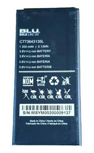 Batería C773643135l 3,8v 1350mah Celular Blu Studio J1 Leer 