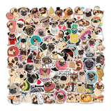 Pug Perrito 50 Calcomanias Stickers Contra Agua Perro Kawaii
