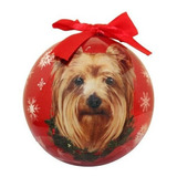 Bola A Prueba De Rotura Del Ornamento Del Navidad De Yorkie 