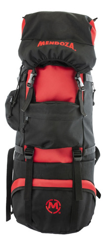 Mochila Mendoza Mc-019 Negra 55 Litros Senderismo Campismo Color Rojo